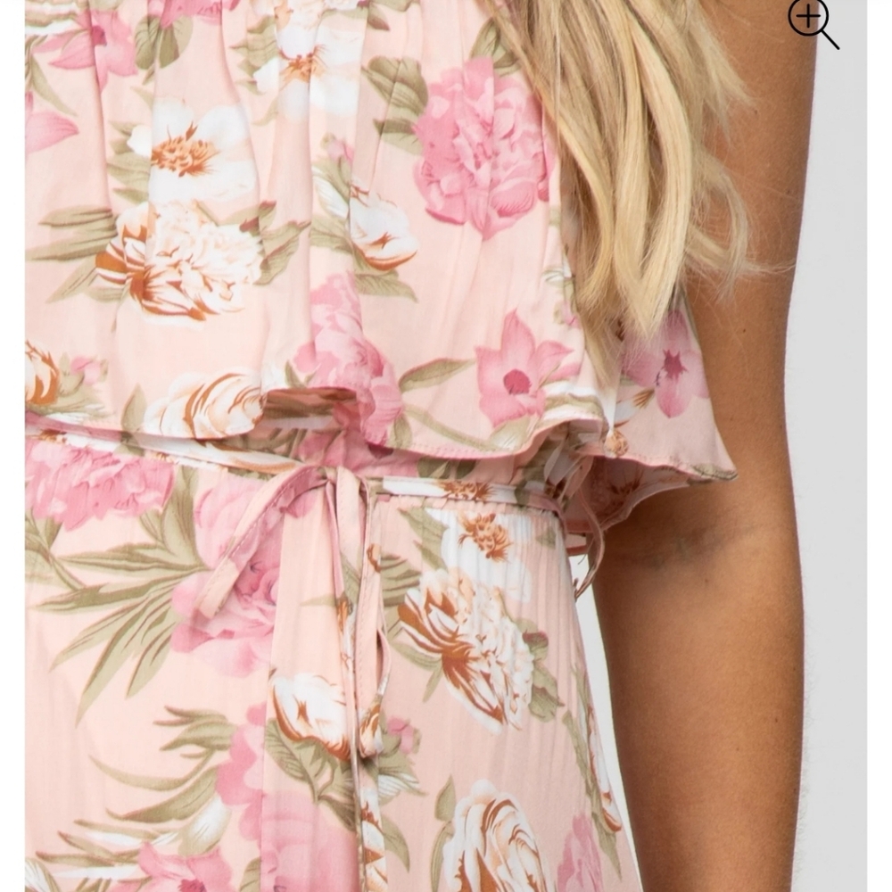 Pinkblush Floral Strapless Ruffle Chic Flowergarden FeminineMaxi Dress - Picture 5 of 15